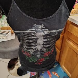 Black Rare Vintage Y2K BLEST SZ L Rib Roses Tank Top/ Read Info